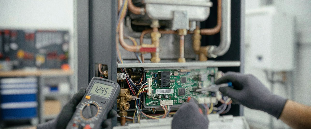 Tecnico professionista che esamina impianto elettrico
