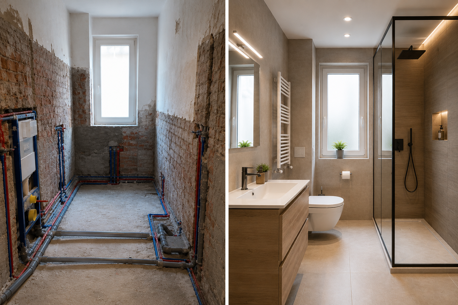 Installazione impianto idraulico bagno ristrutturato
